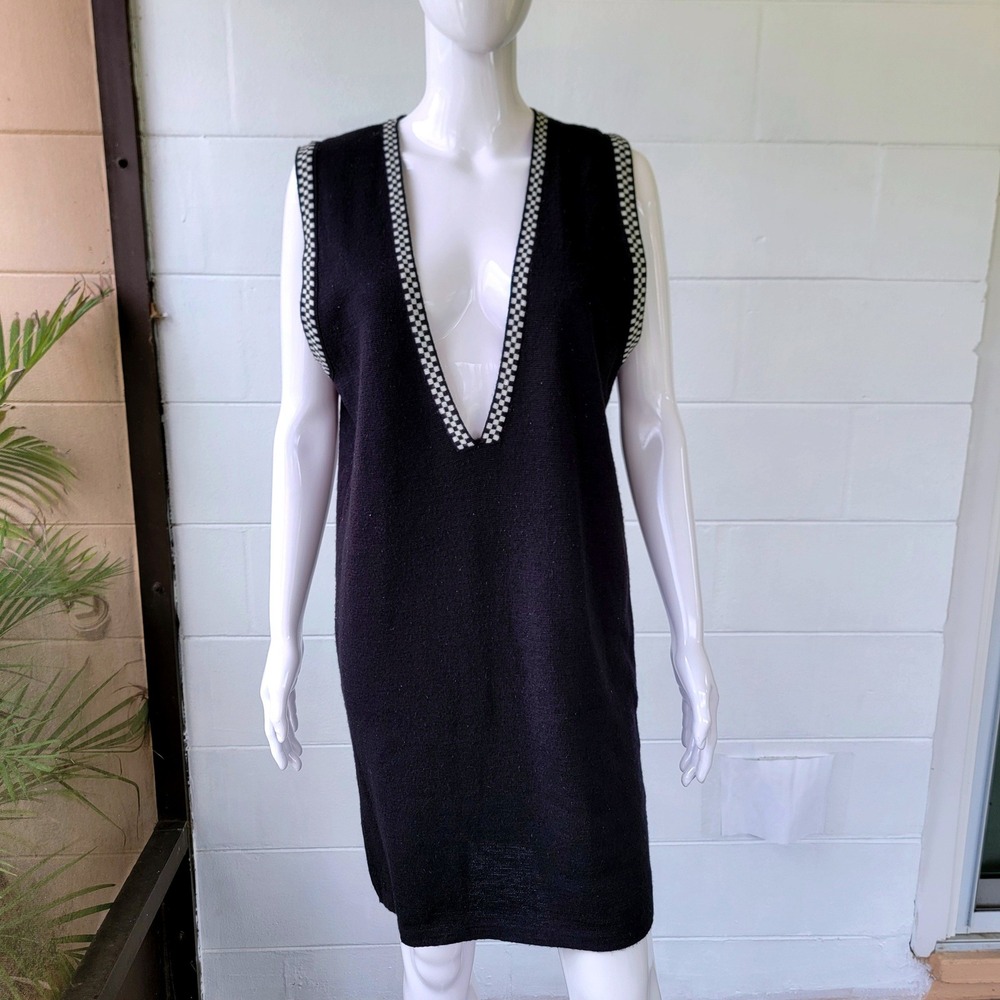Vintage 90s The Limited Knit Dress Black Women's M Taxi Pattern Mod Retro Indie